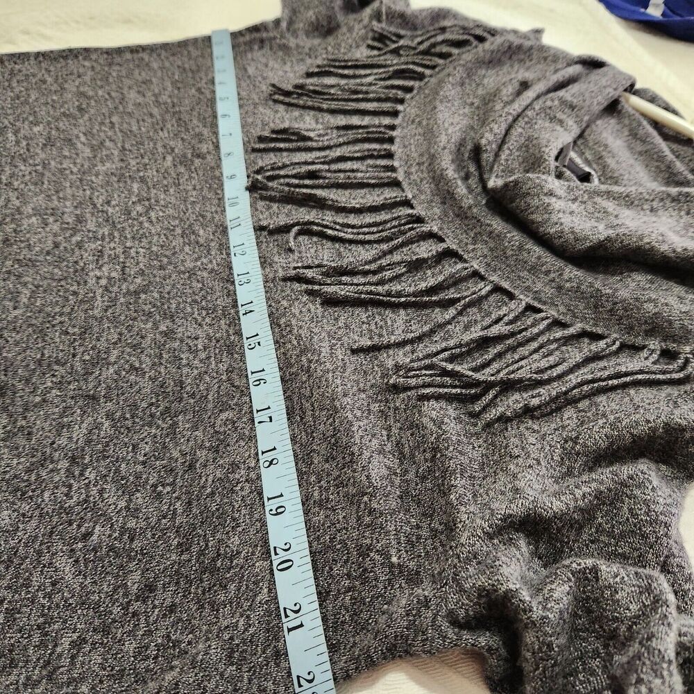 Chelsea and Theodore Top Sweater XL Gray Charcoal Fringed Cowl Neck Wool Blend. - Picture 2 of 12